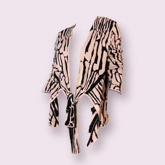 Variations Zebra Print Wrap Cardigan Black White Flowy - Picture 1 of 5